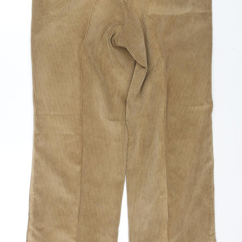 SevenSeas Mens Beige Cotton Trousers Size L L32 in Regular Zip