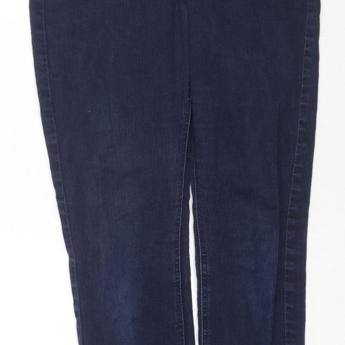 Marks and Spencer Womens Blue Cotton Skinny Jeans Size 10 L29 in Regular Zip