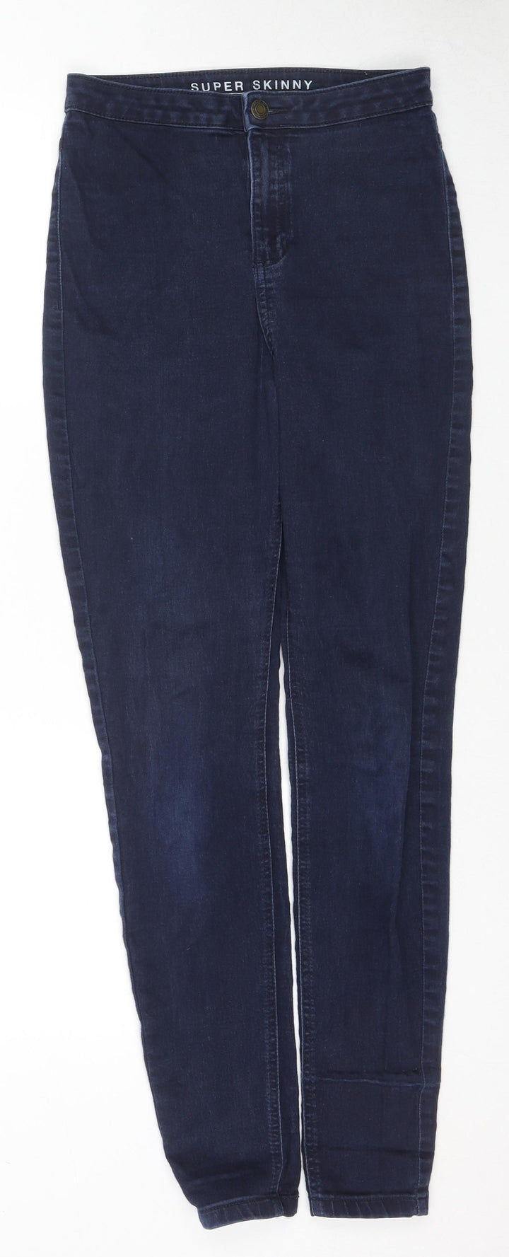 Marks and Spencer Womens Blue Cotton Skinny Jeans Size 10 L29 in Regular Zip