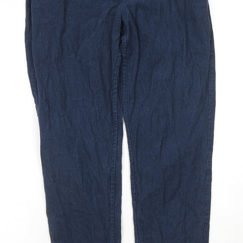 People Tree Womens Blue Cotton Trousers Size 8 L28 in Regular Zip