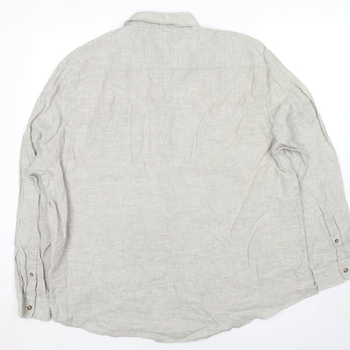 Hampton Mens Beige Linen Button-Up Size 2XL Collared Button