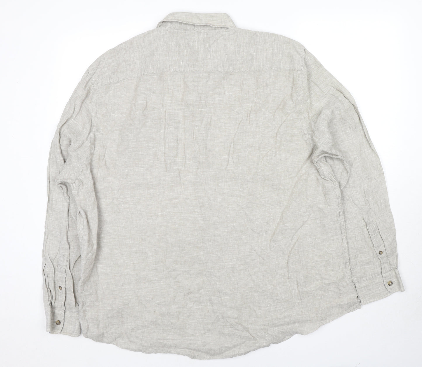 Hampton Mens Beige Linen Button-Up Size 2XL Collared Button