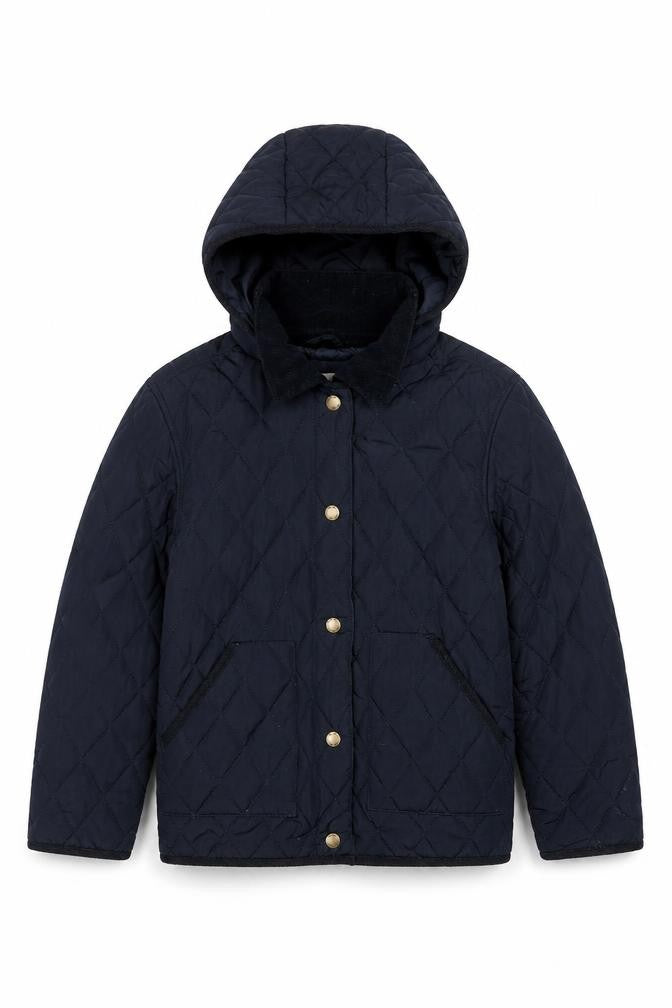 Mango Boys Blue Quilted Jacket Size 9 Years Zip