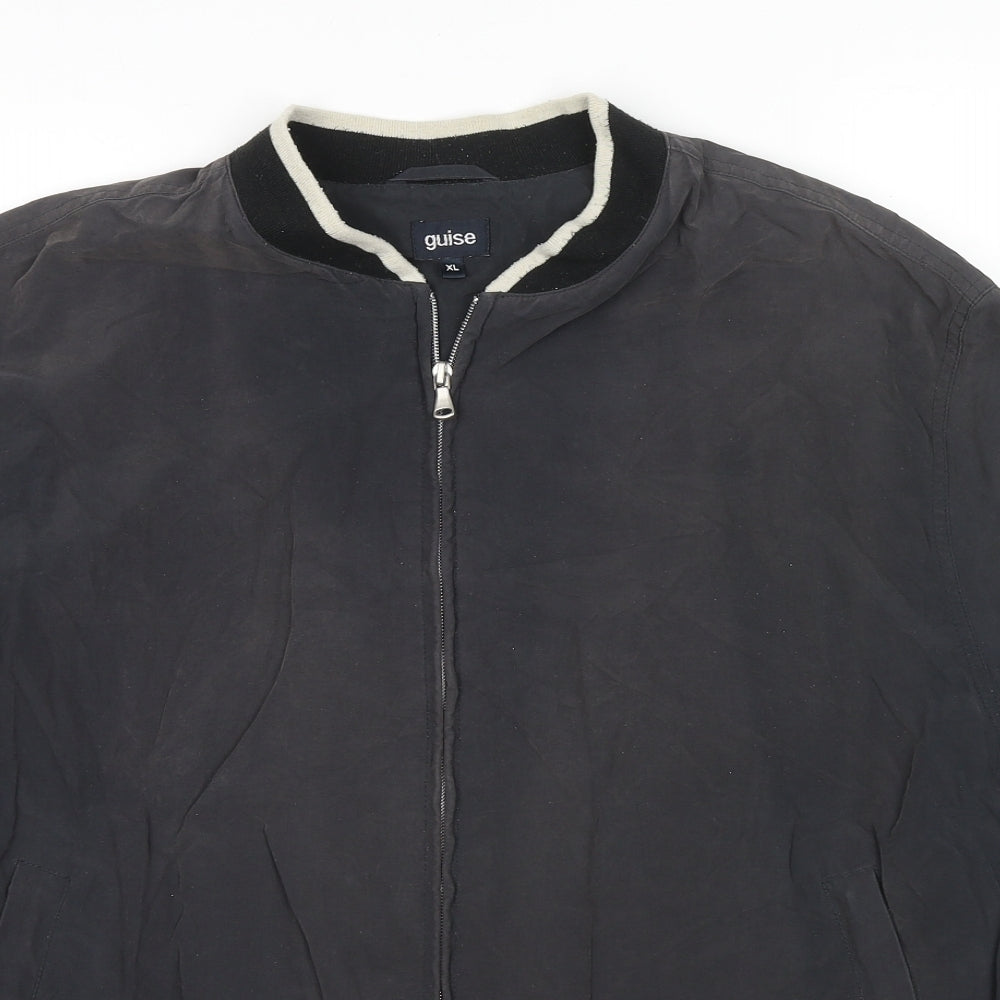 Guise Mens Black Bomber Jacket Jacket Size XL Zip