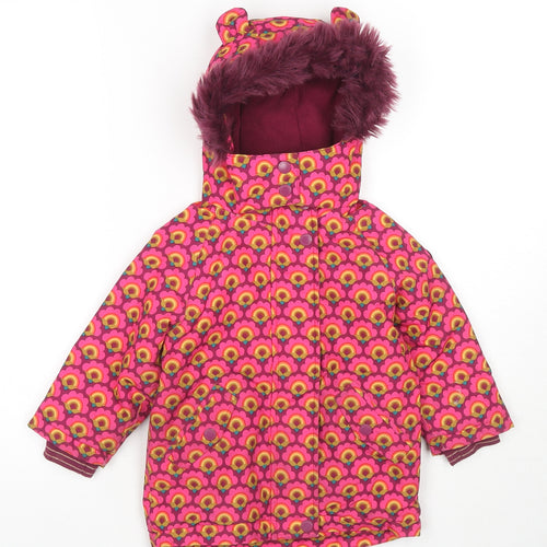 NEXT Girls Pink Geometric Rain Coat Jacket Size 18-24 Months Zip - Rainbow