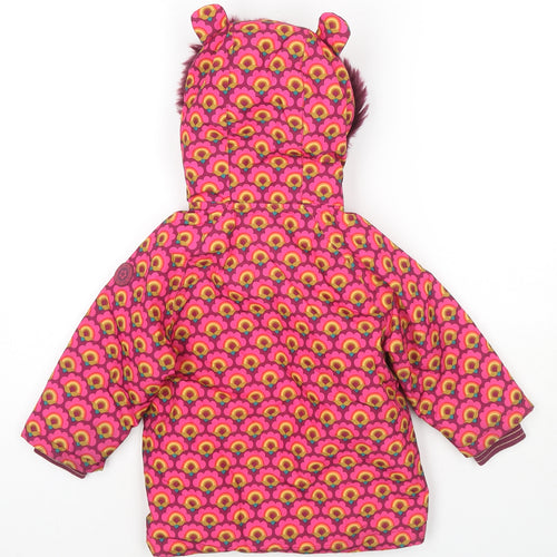 NEXT Girls Pink Geometric Rain Coat Jacket Size 18-24 Months Zip - Rainbow