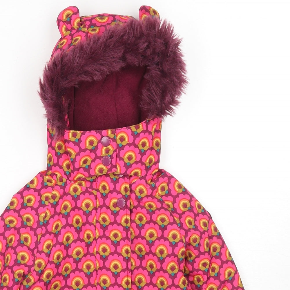 NEXT Girls Pink Geometric Rain Coat Jacket Size 18-24 Months Zip - Rainbow