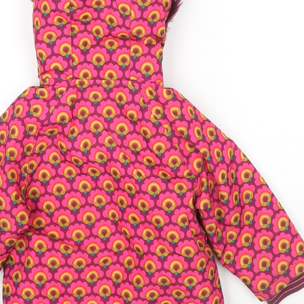 NEXT Girls Pink Geometric Rain Coat Jacket Size 18-24 Months Zip - Rainbow