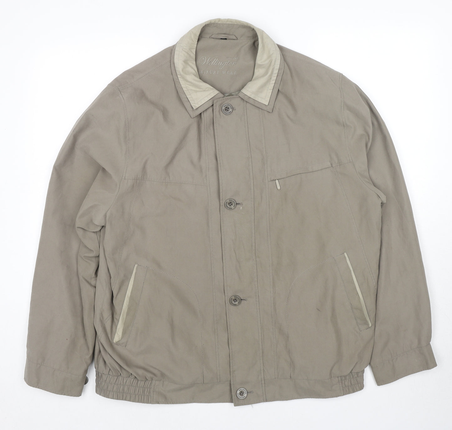 Wellington Mens Beige Bomber Jacket Jacket Size XL Zip