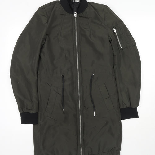 H&M Womens Green Parka Jacket Size 6 Zip