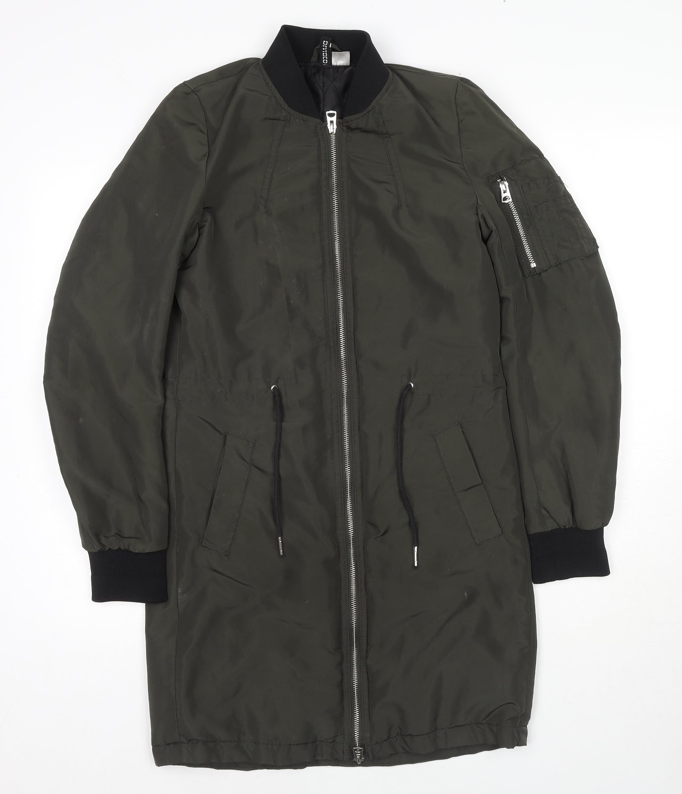 H&M Womens Green Parka Jacket Size 6 Zip