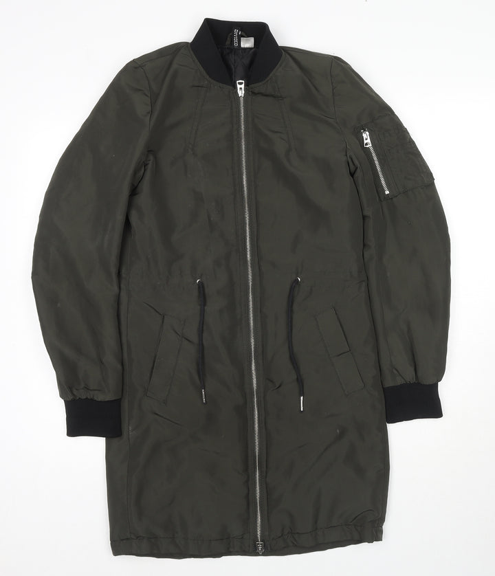 H&M Womens Green Parka Jacket Size 6 Zip