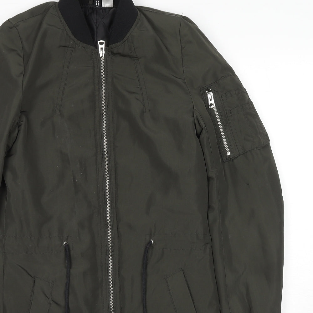 H&M Womens Green Parka Jacket Size 6 Zip