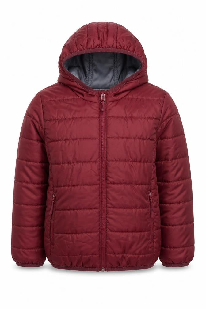 Front view of Honor & Pride boys’ red jacket, size 3-4, years zip