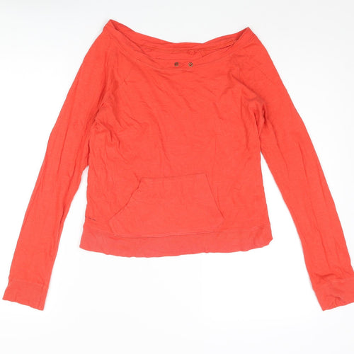River Island Womens Red Cotton Basic T-Shirt Size 10 Boat Neck - Pocket