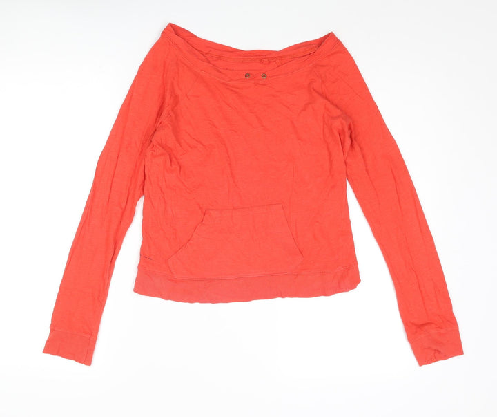 River Island Womens Red Cotton Basic T-Shirt Size 10 Boat Neck - Pocket