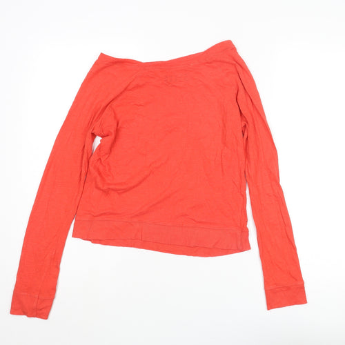 River Island Womens Red Cotton Basic T-Shirt Size 10 Boat Neck - Pocket