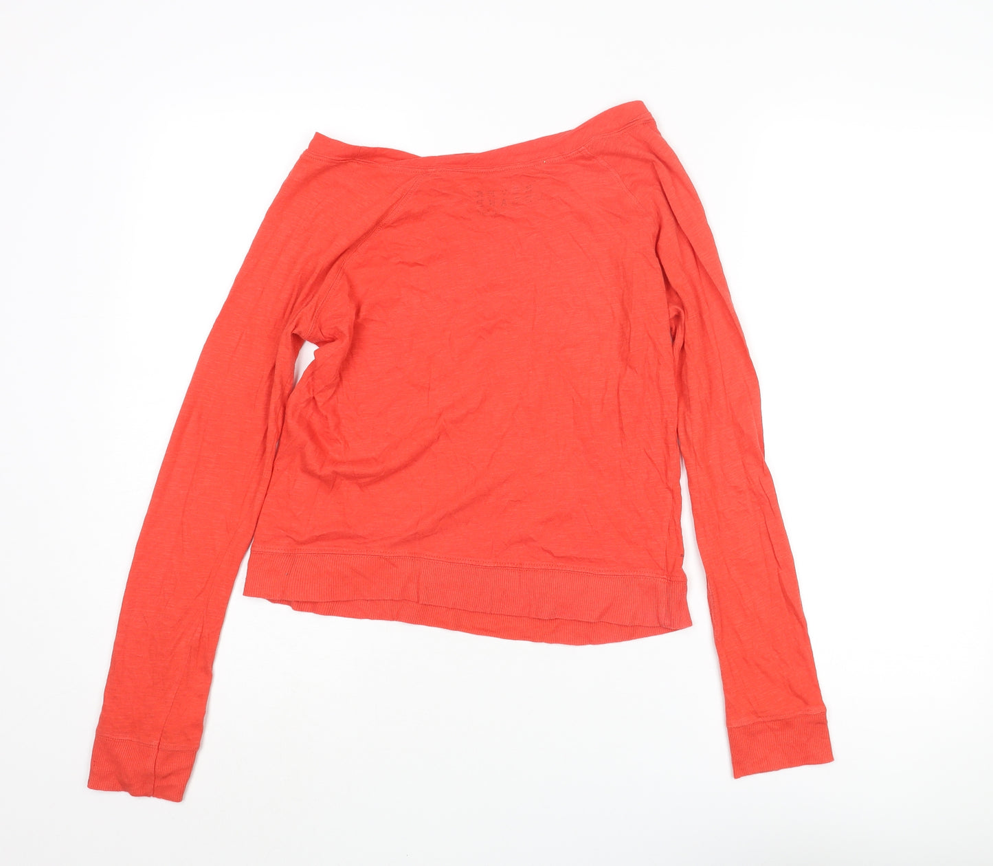 River Island Womens Red Cotton Basic T-Shirt Size 10 Boat Neck - Pocket