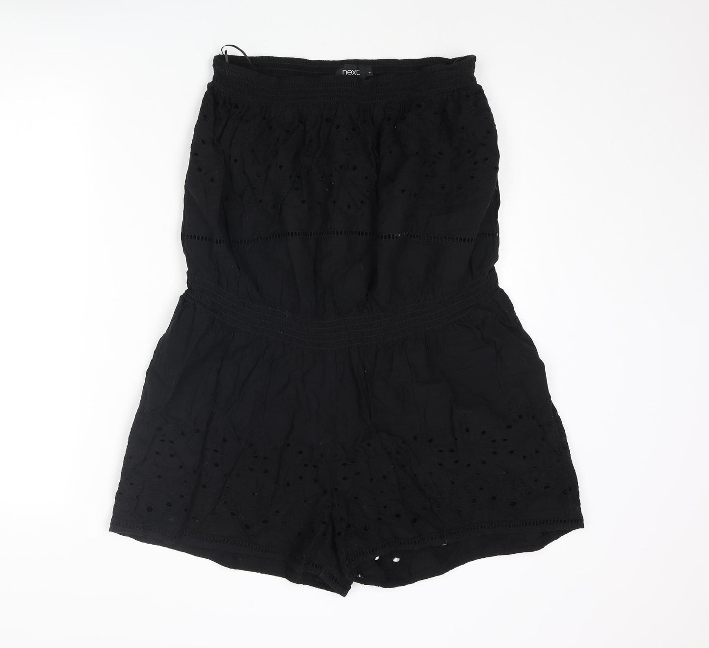NEXT Womens Black Cotton Playsuit One-Piece Size 18 Pullover - Cut Out Detail