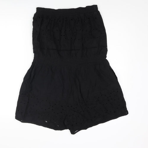 NEXT Womens Black Cotton Playsuit One-Piece Size 18 Pullover - Cut Out Detail