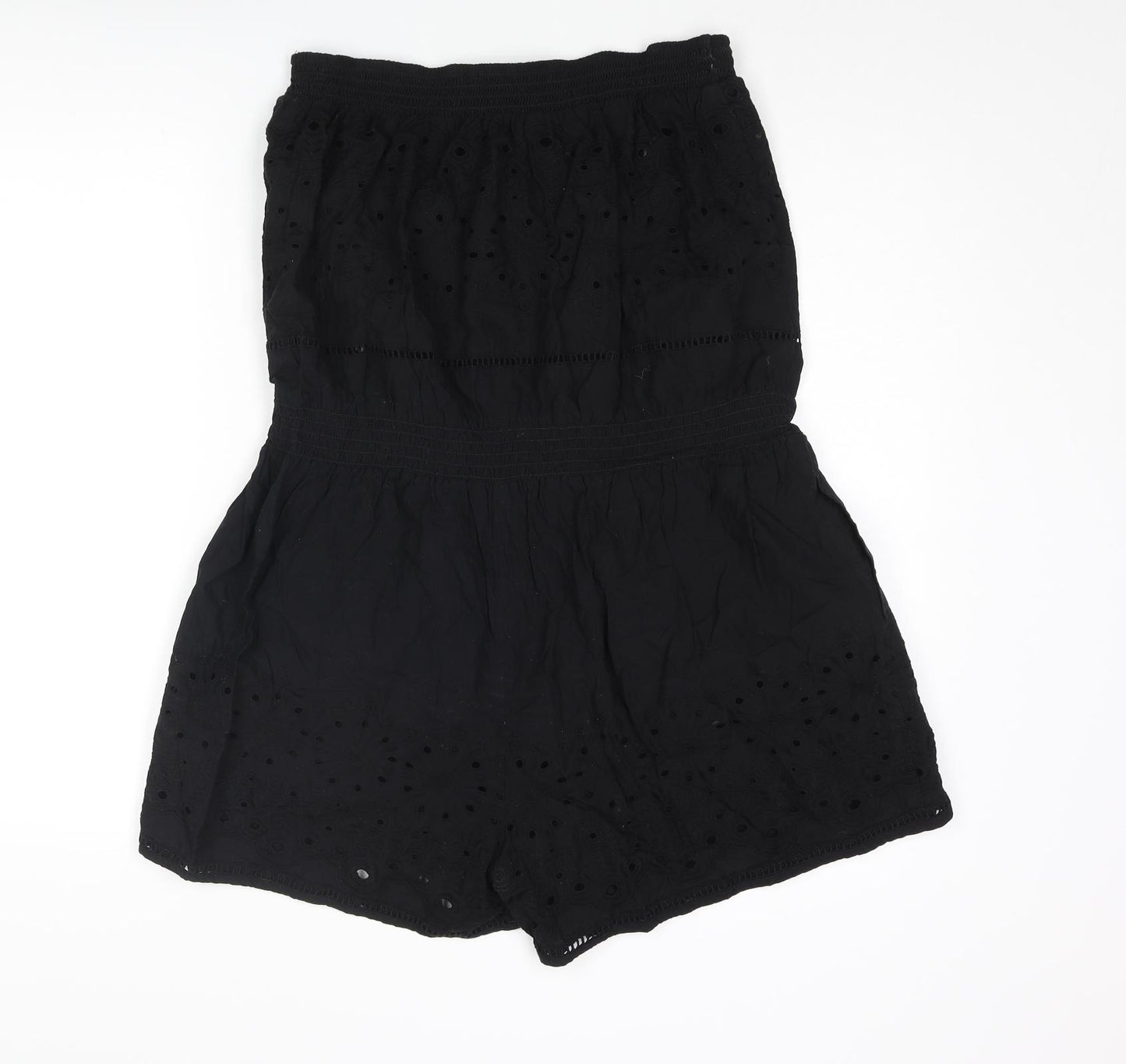 NEXT Womens Black Cotton Playsuit One-Piece Size 18 Pullover - Cut Out Detail
