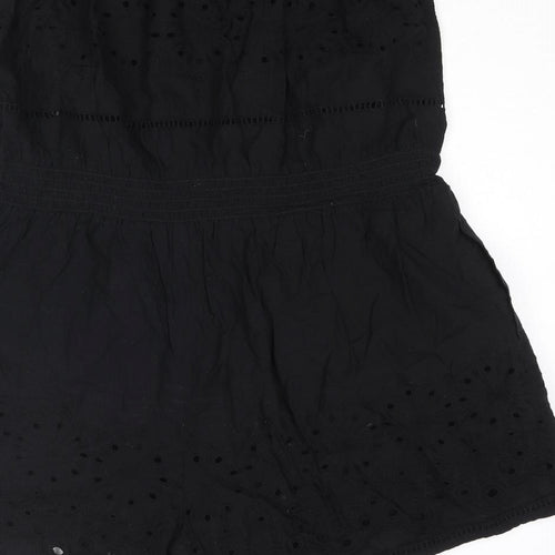 NEXT Womens Black Cotton Playsuit One-Piece Size 18 Pullover - Cut Out Detail