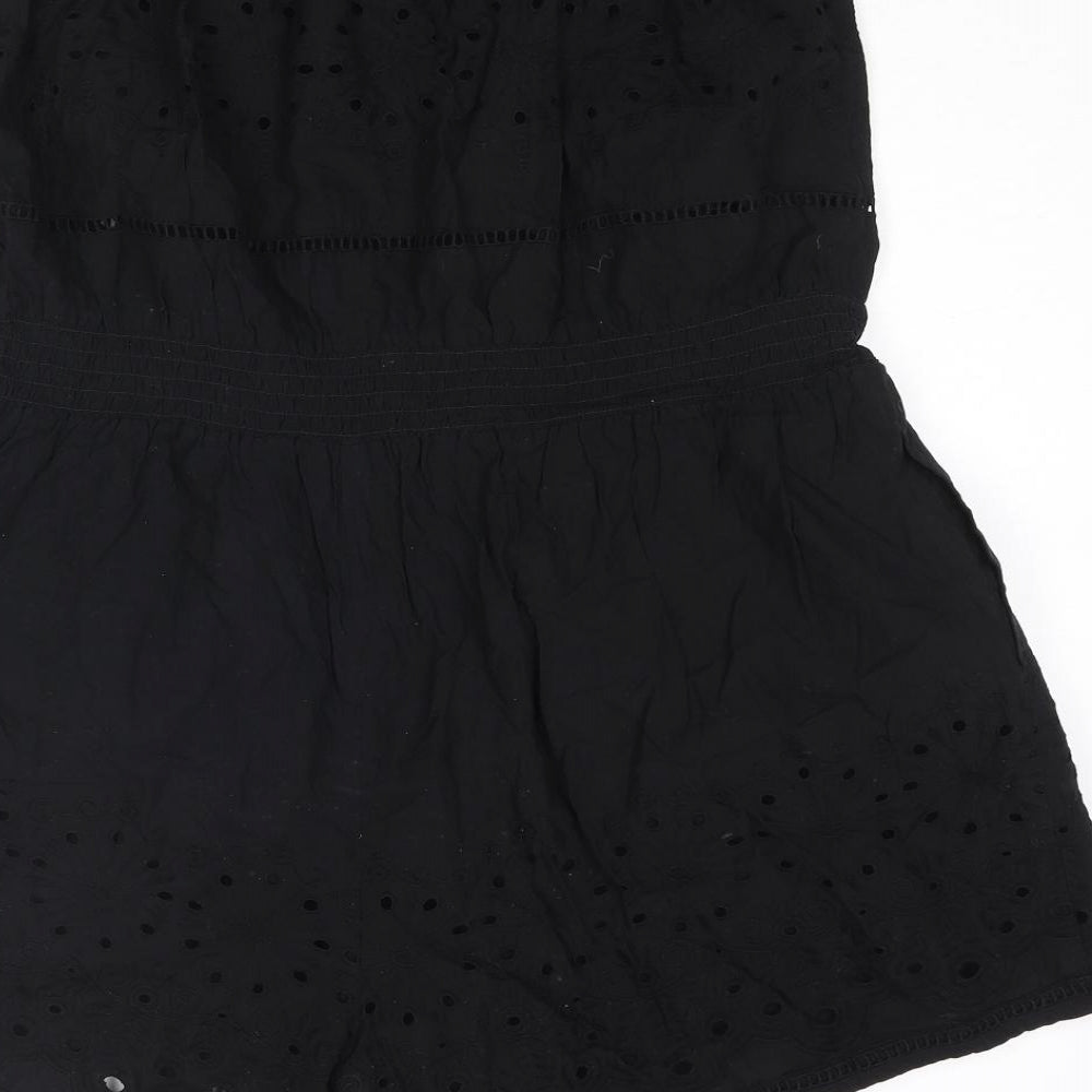 NEXT Womens Black Cotton Playsuit One-Piece Size 18 Pullover - Cut Out Detail