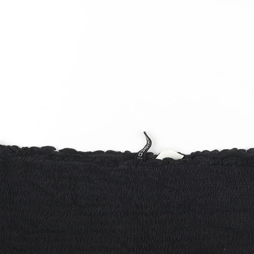 Divided by H&M Womens Black Polyester Cropped Blouse Size L Square Neck - Rouched