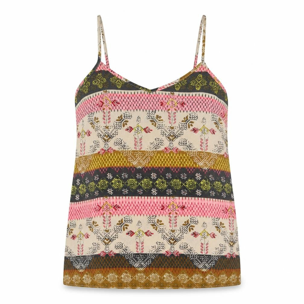 Front view of Next women’s multicoloured geometric polyester camisole blouse, size UK 8, sweetheart
