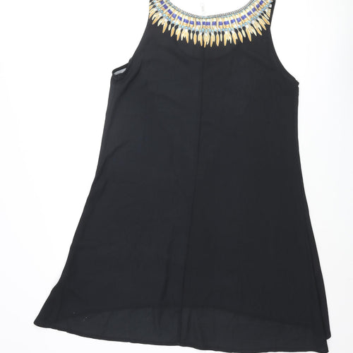 Stella Morgan Womens Black Polyester Shift Size 12 Scoop Neck Pullover - Gemstone Print