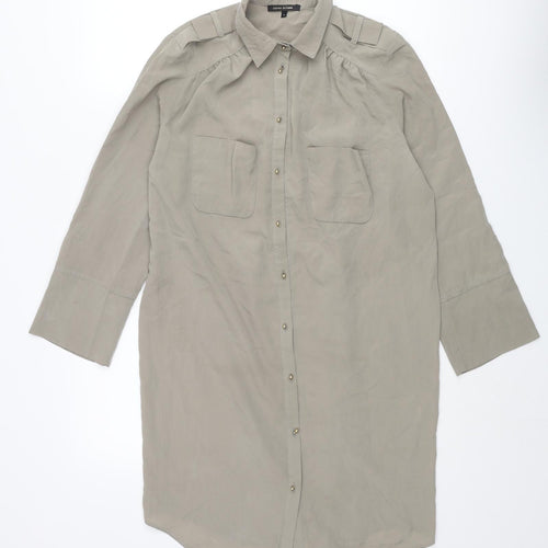 River Island Womens Grey Polyester Shirt Dress Size 10 Collared Button