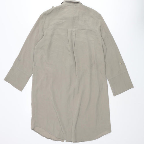 River Island Womens Grey Polyester Shirt Dress Size 10 Collared Button