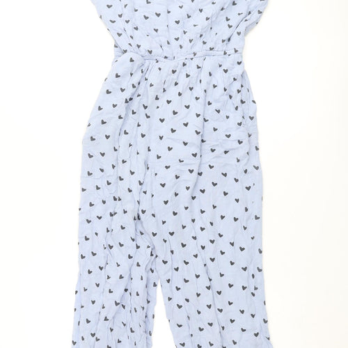 Alisha & Chloe Womens Blue Geometric Viscose Jumpsuit One-Piece Size M L27 in Pullover - Heart Print