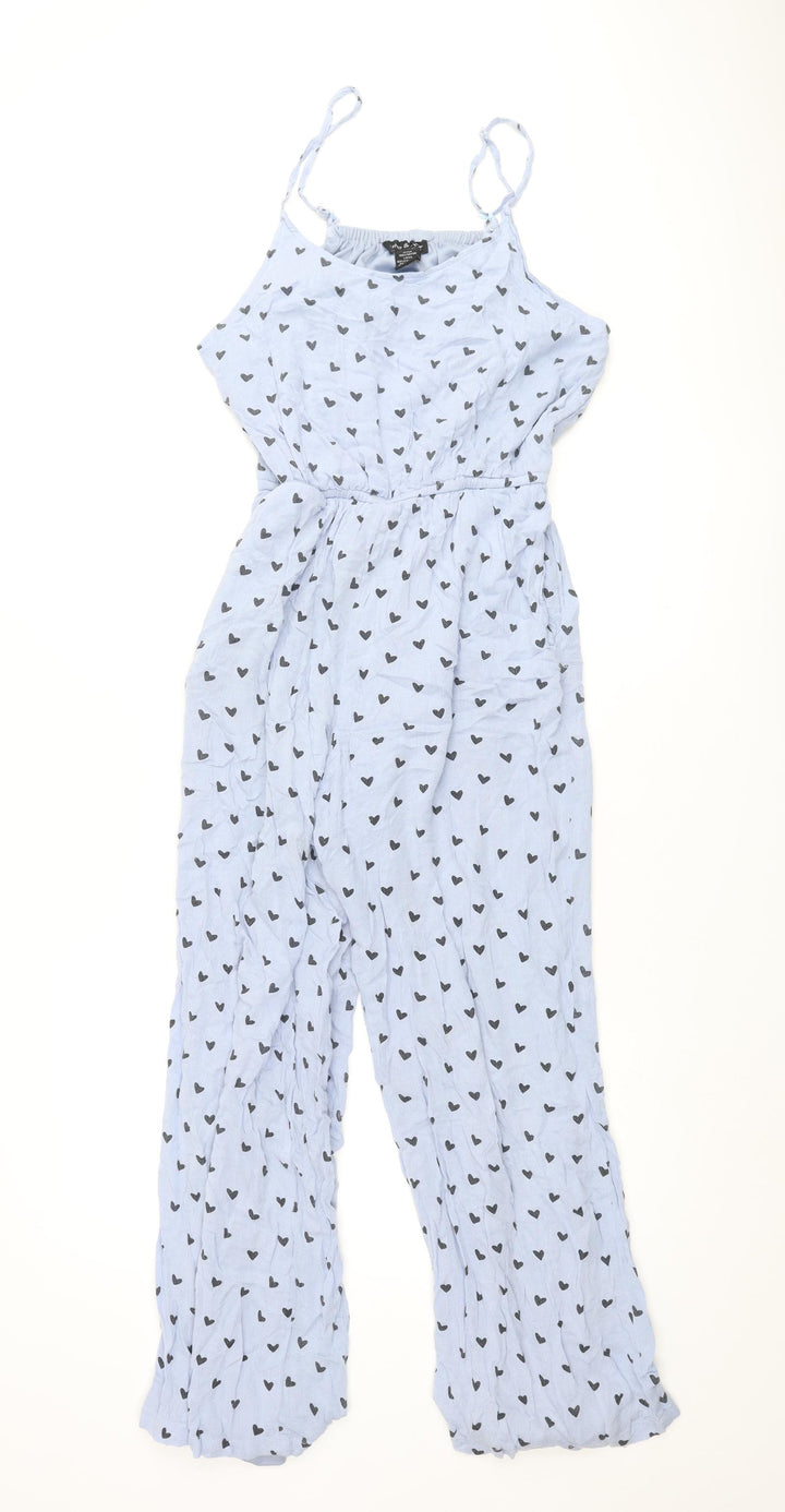 Alisha & Chloe Womens Blue Geometric Viscose Jumpsuit One-Piece Size M L27 in Pullover - Heart Print