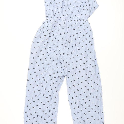 Alisha & Chloe Womens Blue Geometric Viscose Jumpsuit One-Piece Size M L27 in Pullover - Heart Print