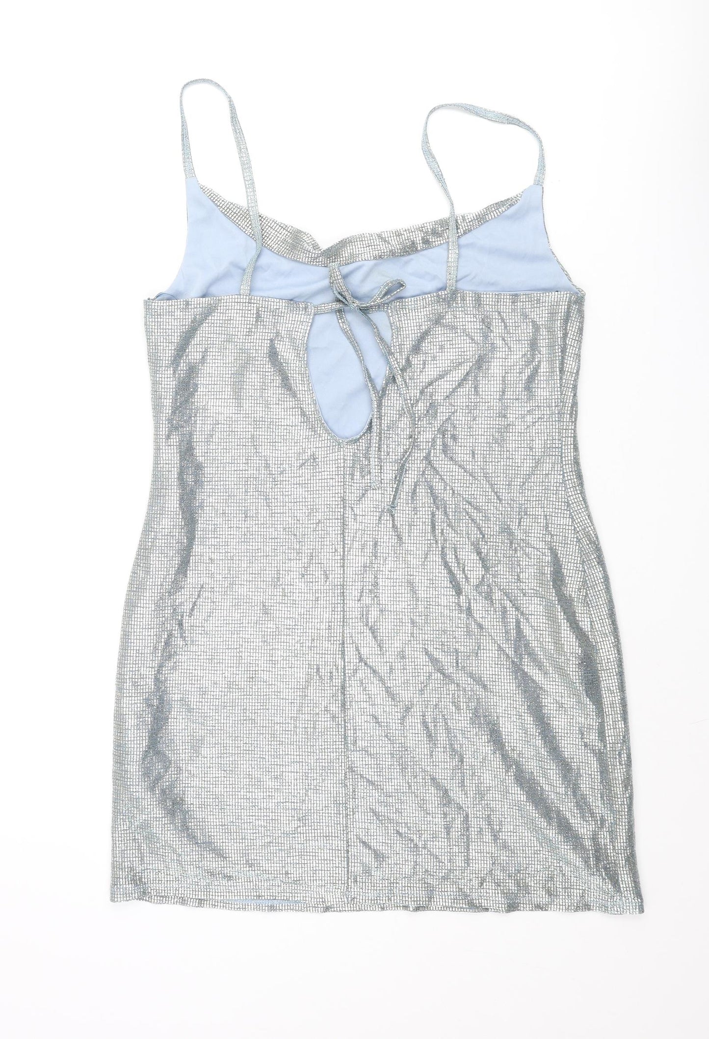 Topshop Womens Silver Polyacrylate Fibre Mini Size 12 Collared Tie - Glitter