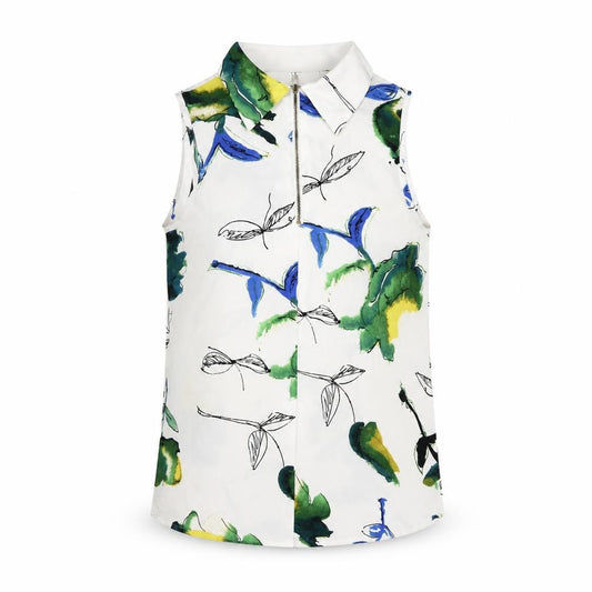 Front view of Next women’s white floral polyester basic blouse, size UK 6, collared