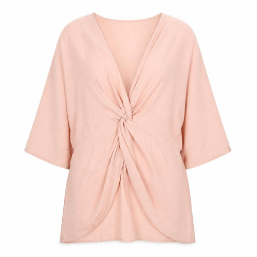 ASOS Womens Pink Polyester Tunic Blouse Size 18 V-Neck - Knot Detail Open Front