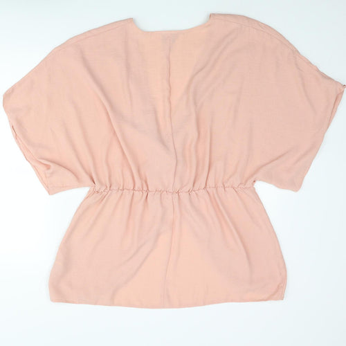 ASOS Womens Pink Polyester Tunic Blouse Size 18 V-Neck - Knot Detail Open Front