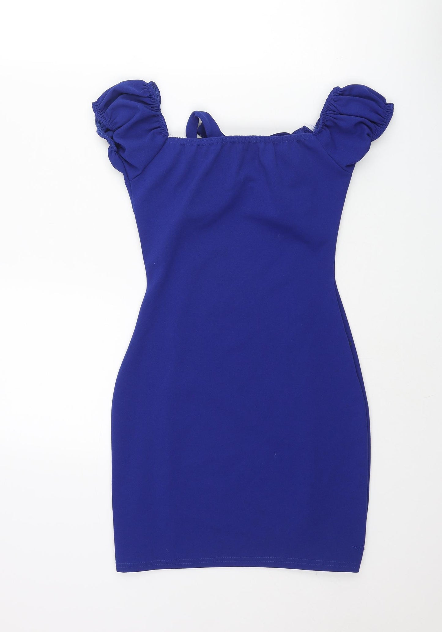 Edge Street Womens Blue Polyester Bodycon Size 8 Sweetheart Tie - Rouched