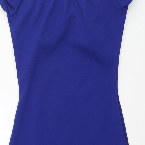 Edge Street Womens Blue Polyester Bodycon Size 8 Sweetheart Tie - Rouched