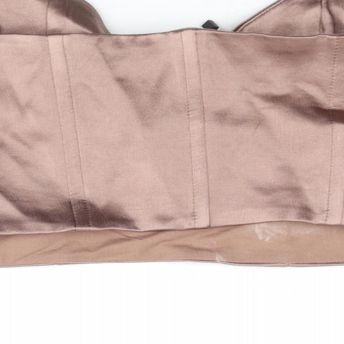 Zara Womens Brown Polyester Cropped Blouse Size S Cowl Neck