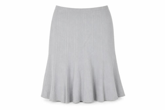 Front view of Bonmarché women’s gold polyester trumpet skirt, size UK 18, zip
