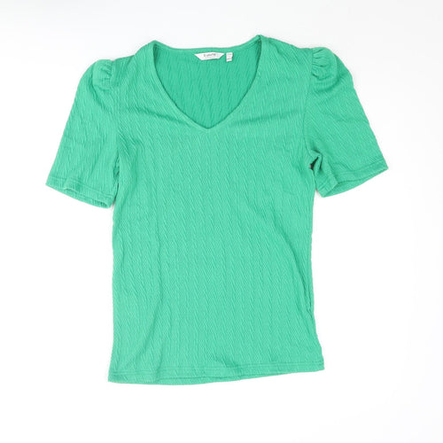 b.young Womens Green Polyester Basic Blouse Size M V-Neck