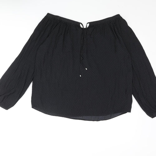 NEXT Womens Black Polka Dot Polyester Basic Blouse Size 10 Off the Shoulder