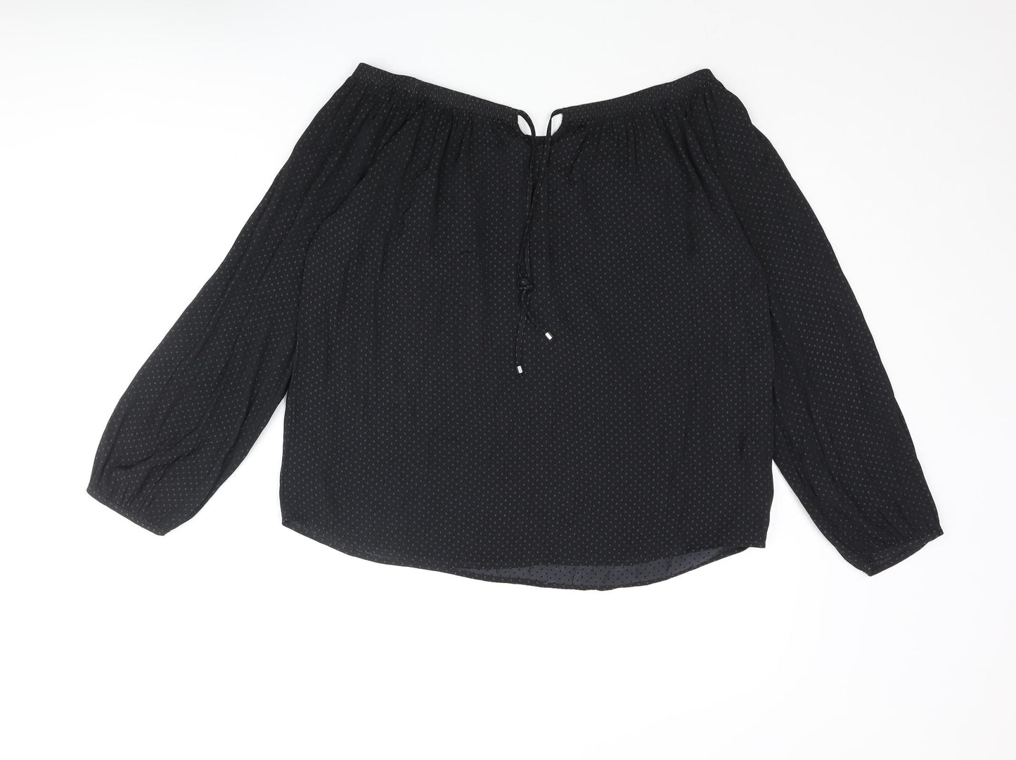 NEXT Womens Black Polka Dot Polyester Basic Blouse Size 10 Off the Shoulder