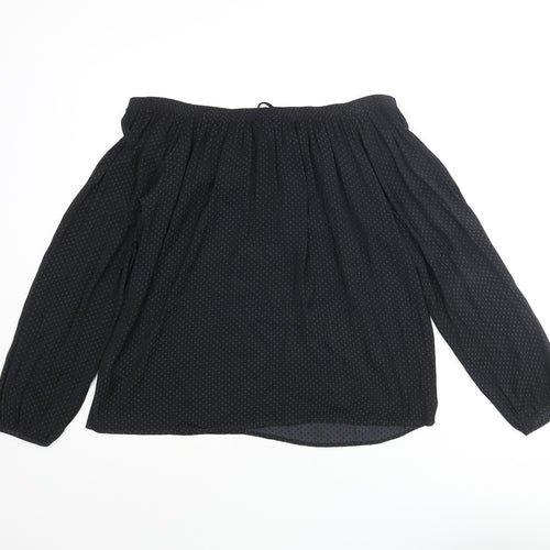 NEXT Womens Black Polka Dot Polyester Basic Blouse Size 10 Off the Shoulder