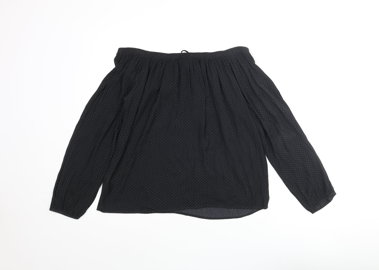 NEXT Womens Black Polka Dot Polyester Basic Blouse Size 10 Off the Shoulder