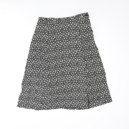 Bianca Womens Black Floral Viscose A-Line Skirt Size 8 Zip