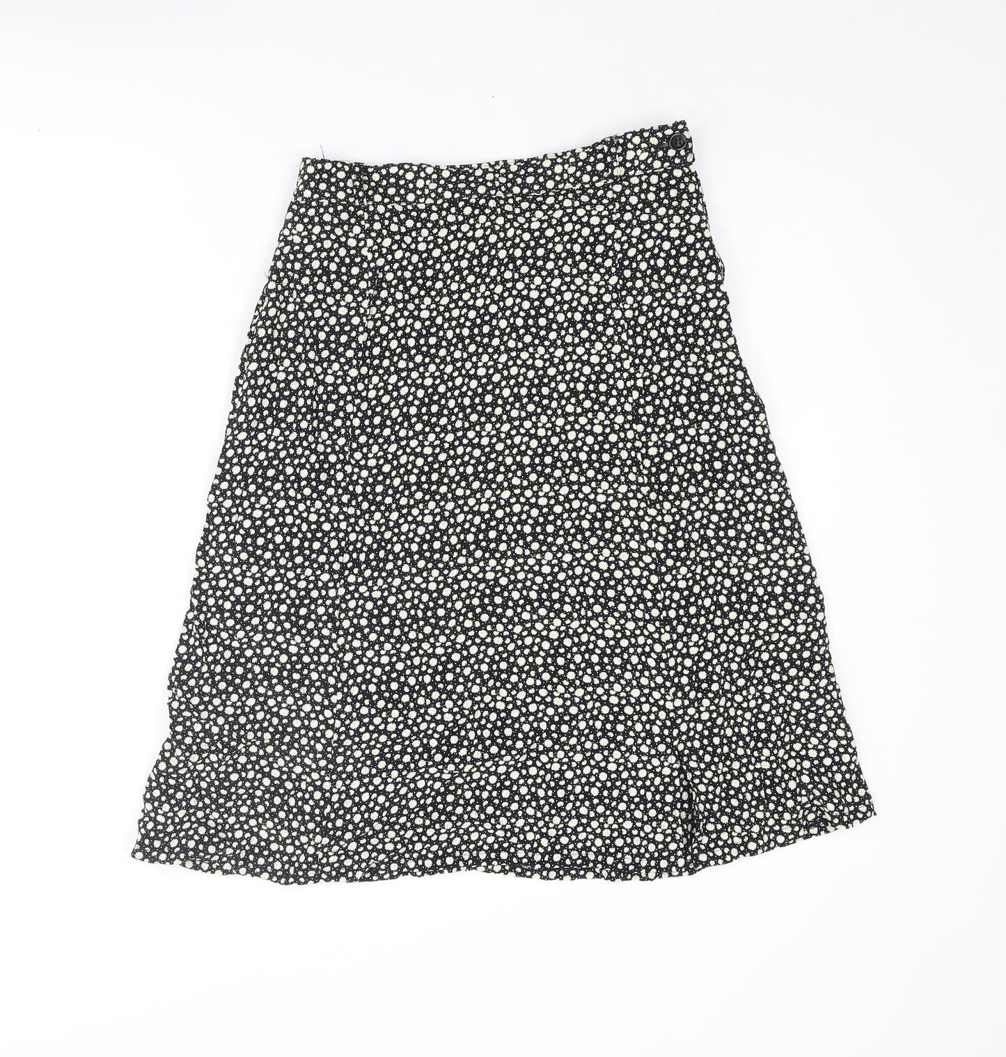 Bianca Womens Black Floral Viscose A-Line Skirt Size 8 Zip